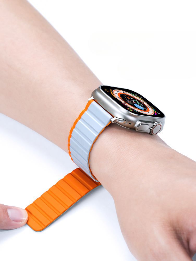 애플워치9 스트랩 실리콘 마그네틱 위드 오렌지 1 애플리케이션 iWatch Ultra 2/ - 상세 이미지 5