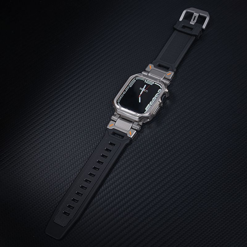 애플워치 9세대 울트라2 스트랩 메탈 티타늄 커넥터 그레이 밴드 프레임 케이스 iWatch Ultra 1/2 49mm - 상세 이미지 3