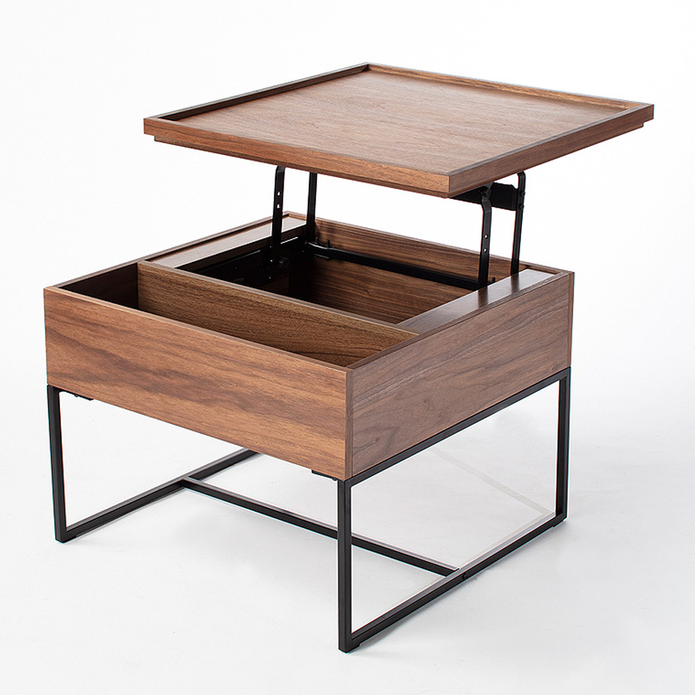 P56E 천연무늬목 리프팅 600 소파테이블