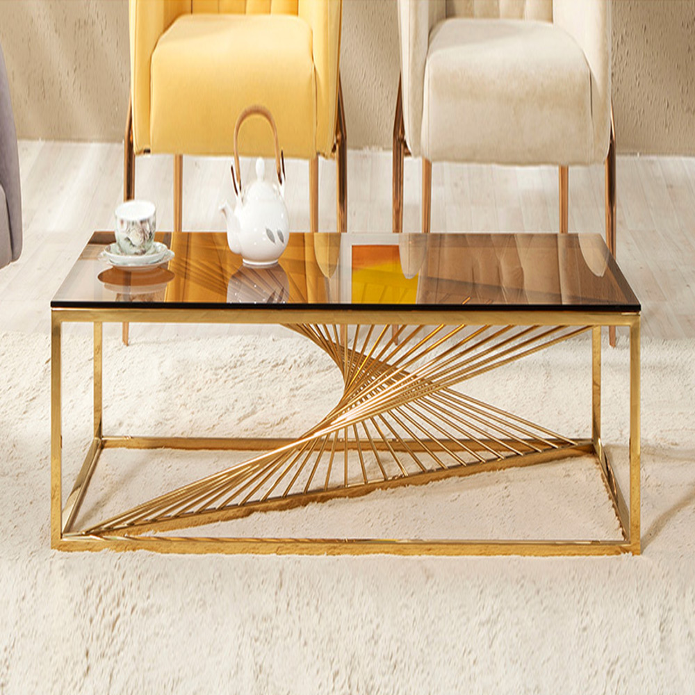 J349 골드도금 강화유리 1200소파테이블