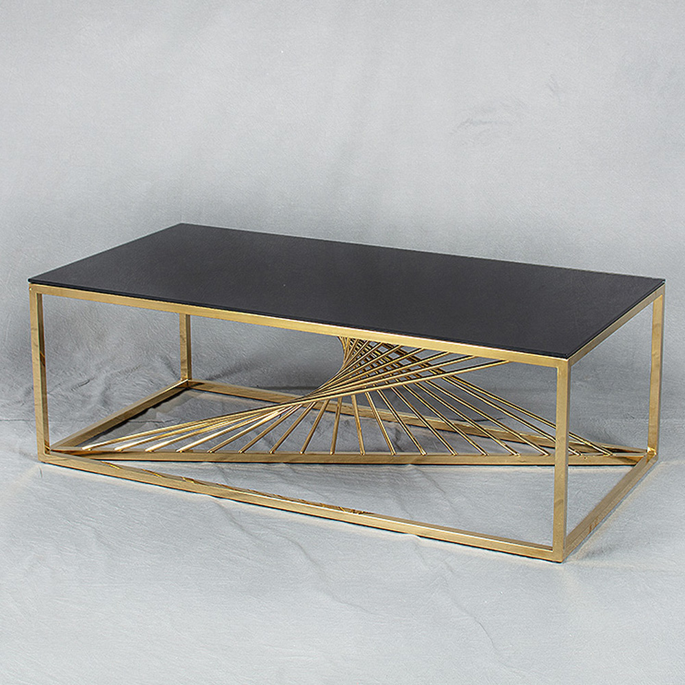 P56Q 골드스텐 유리 대 소파테이블