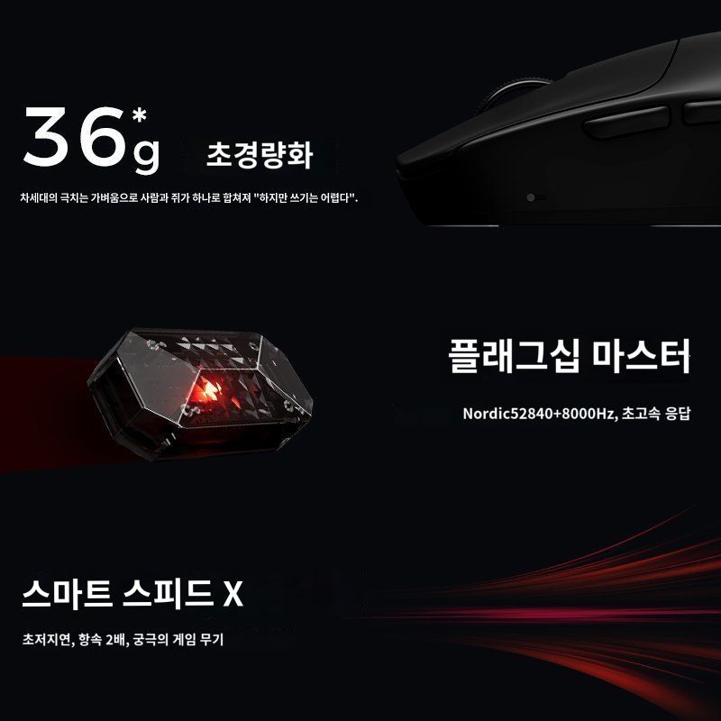 VXE MAD R 초경량 무선 마우스 인체공학적 듀얼 모드 e스포츠 게임 화이트 표준 1K 수신기 - 상세 이미지 2