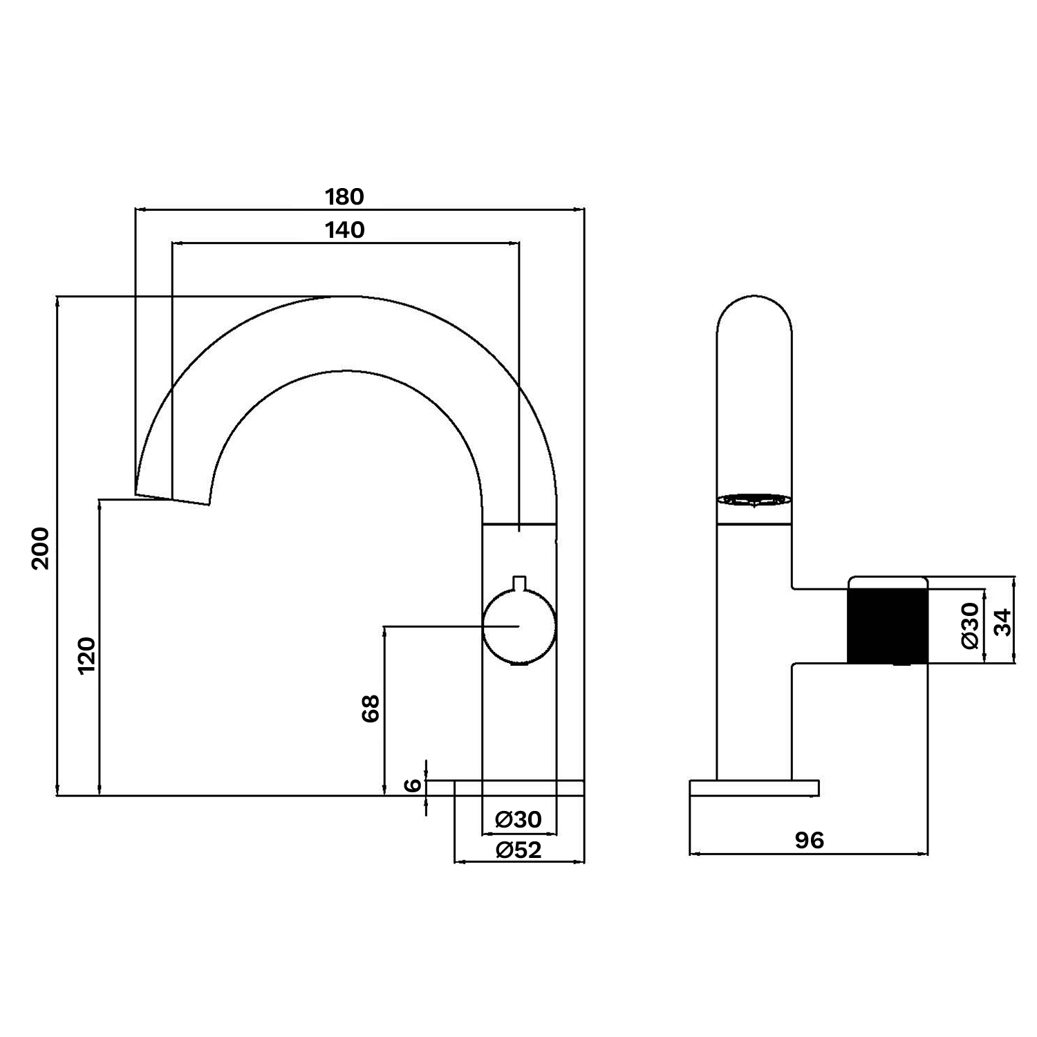 비반트 RB340 CB 세면대수전 콜드블랙 고급 황동수전