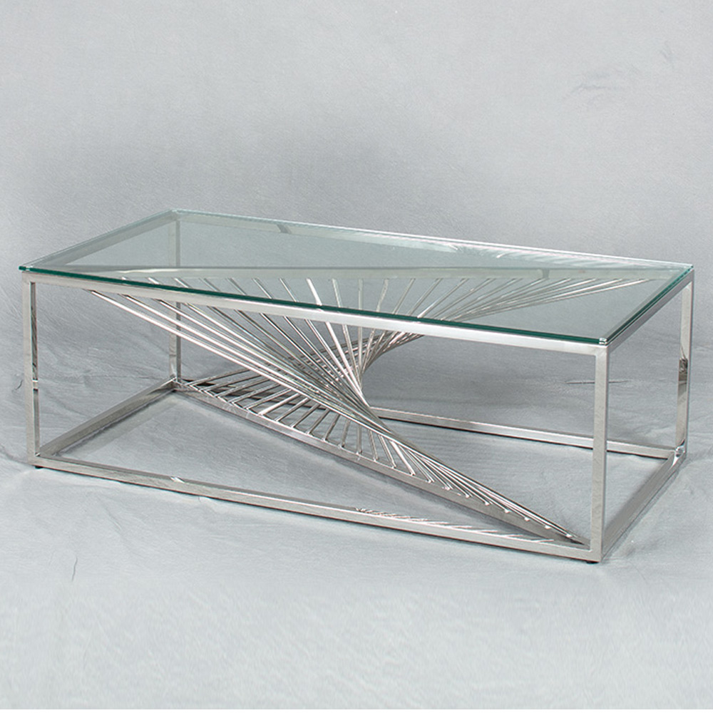P56P 실버스텐 유리 대 소파테이블
