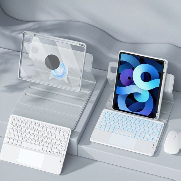 아이패드 프로 m4 케이스 마우스 터치패널 키보드 회적식 커버 아이스 그레이 iPad Air6 2024 모델(11인치) - 상품 이미지