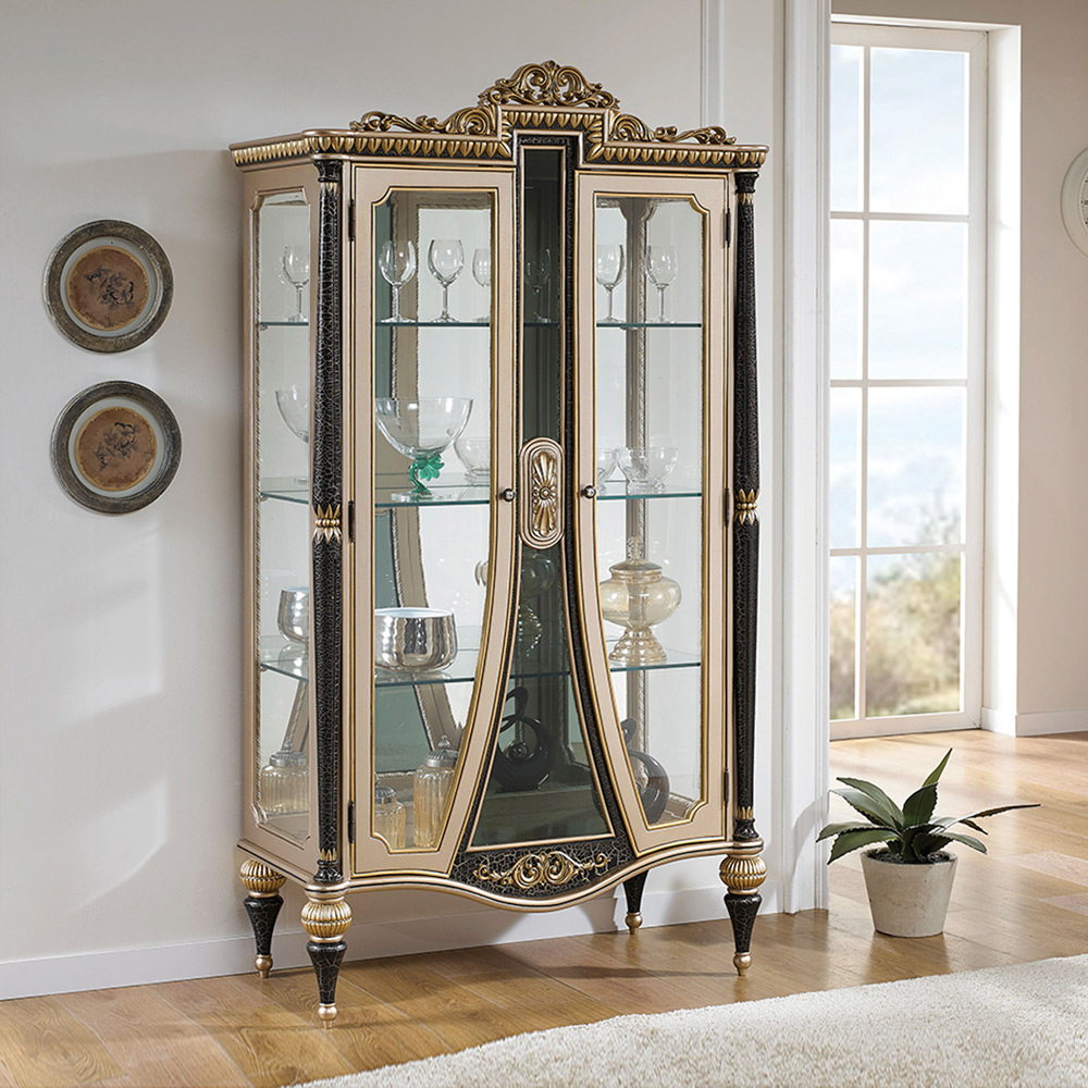 H61F 마호가니 원목 유리 장식장