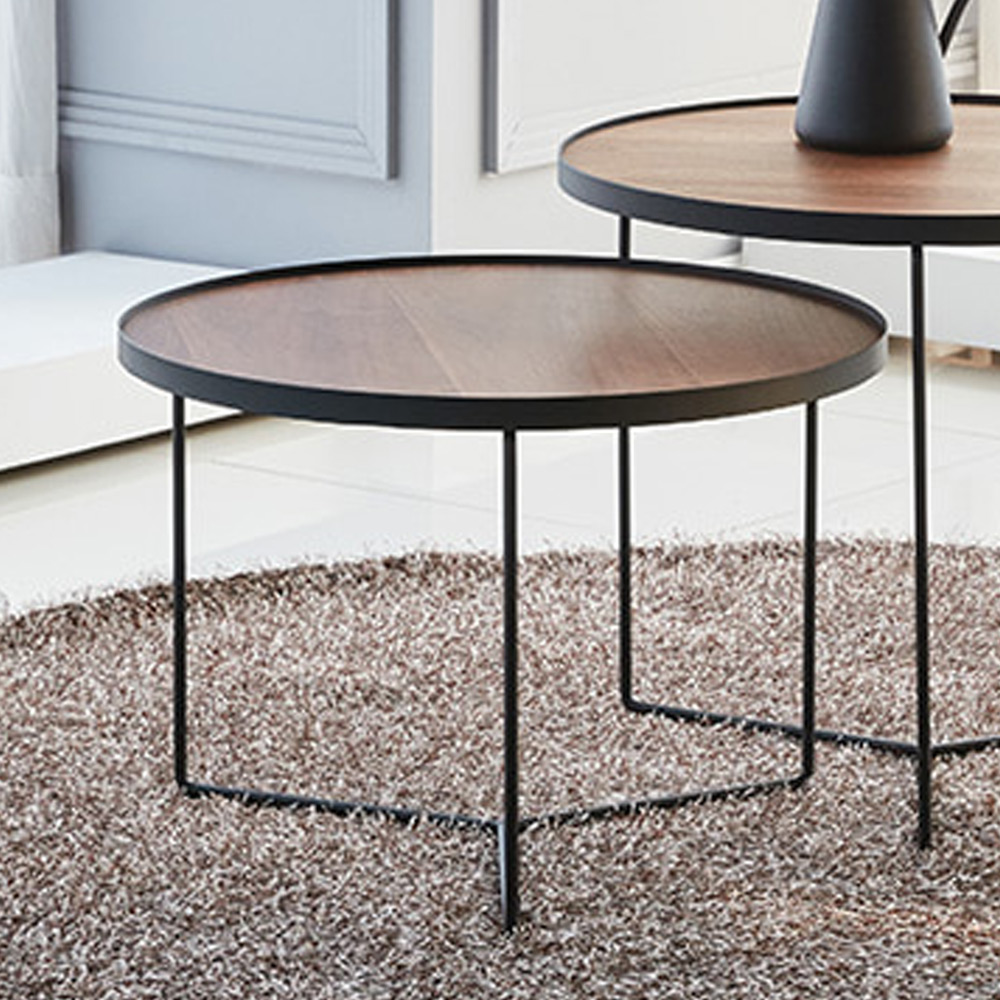 P56K 무늬목 원형 B600 소파테이블