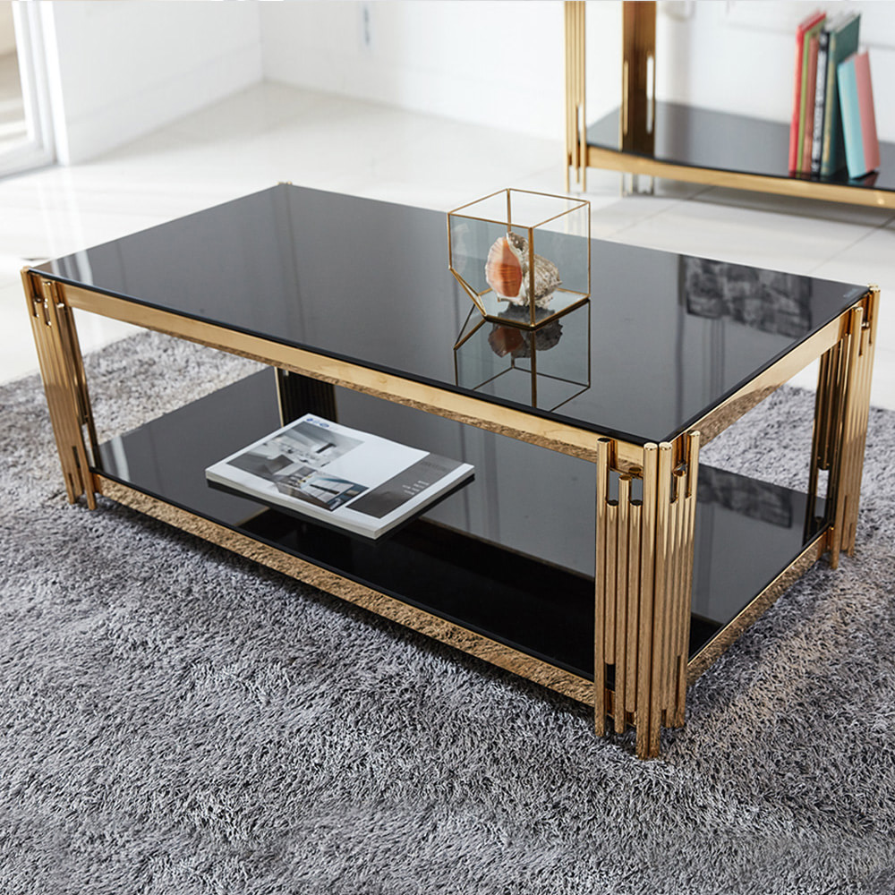 P525강화유리 골드 대1200 소파테이블