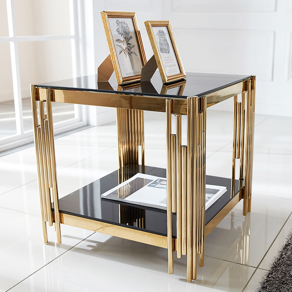 P525강화유리 골드 소550 소파테이블