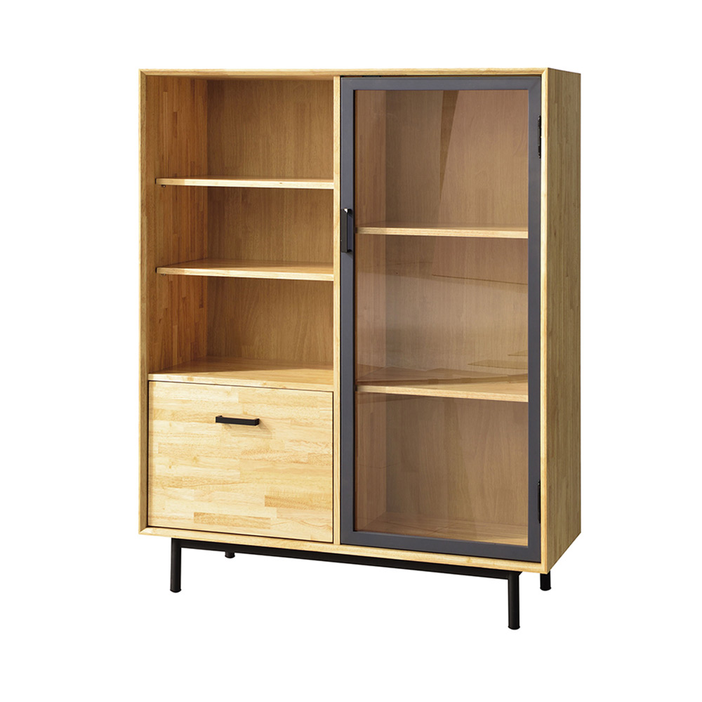 H57F 고무나무 원목 유리 장식장 1240