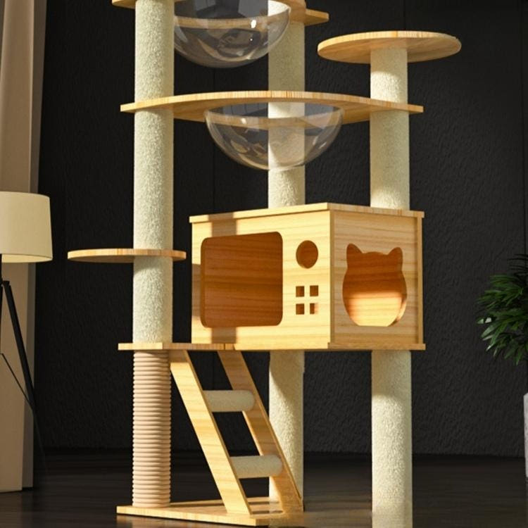 고양이 원목 캣타워 복층 시공 반려묘 나무