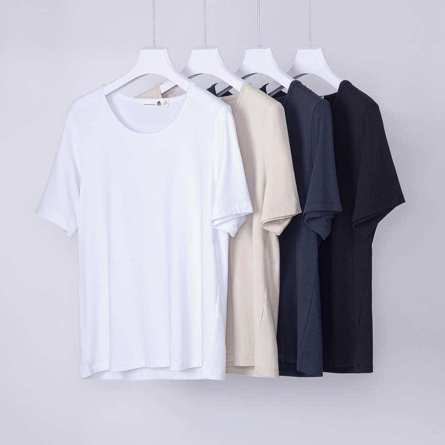 베이직하우스 2SET 여성 플로위 모달 스판 U넥 찰랑 릴렉스 반팔 티셔츠 가격 비교 BASIC HOUSE 베이직하우스 2SET 여성 플로위 모달 스판 U넥 찰랑 릴렉스 반팔 티셔츠