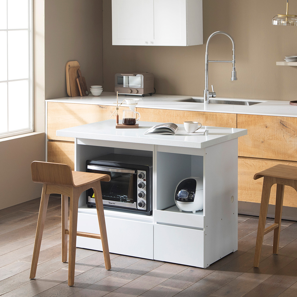 장인가구 리들리 케이 대리석 홈바 조리대 밥솥 렌지대 수납 아일랜드 식탁