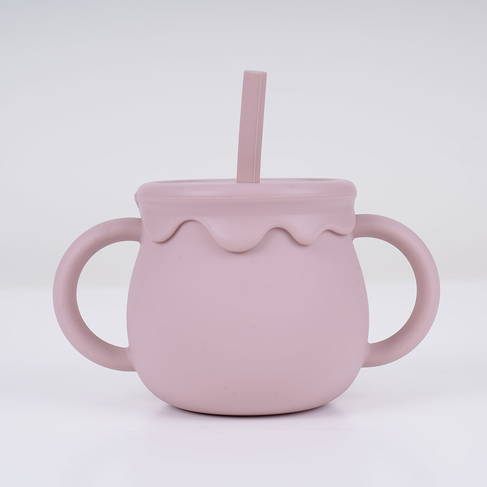 리틀클라우드 아기 유아 꿀단지 멀티 실리콘 빨대컵 스파우트컵 양손 물컵 로즈핑크