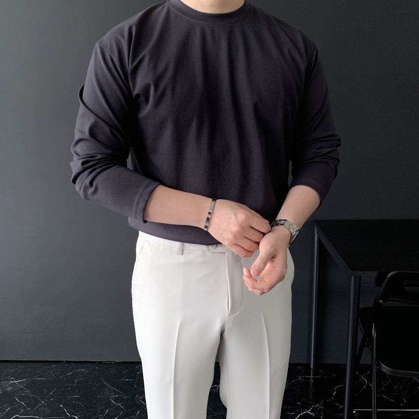 1+1 머슬핏긴팔 분또 무지티셔츠 어깨넓어보이는옷 - 상세 이미지 3