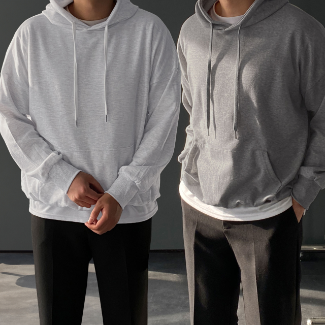 1+1 남자 무지후드티 오버핏후드티 - 상품 이미지