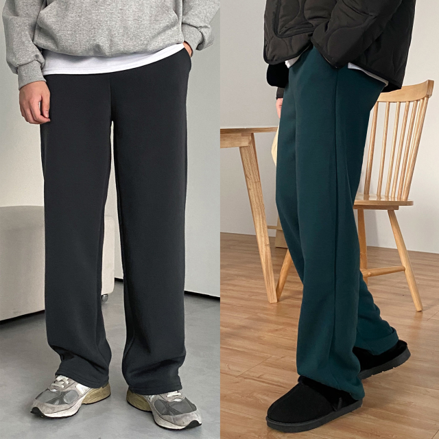 1+1 남성기모바지 남자와이드팬츠 남자통바지 - 상품 이미지