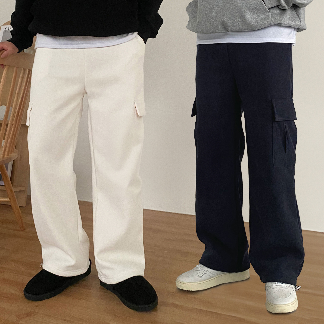 1+1 양털바지 남자골덴바지 통큰바지 - 상품 이미지