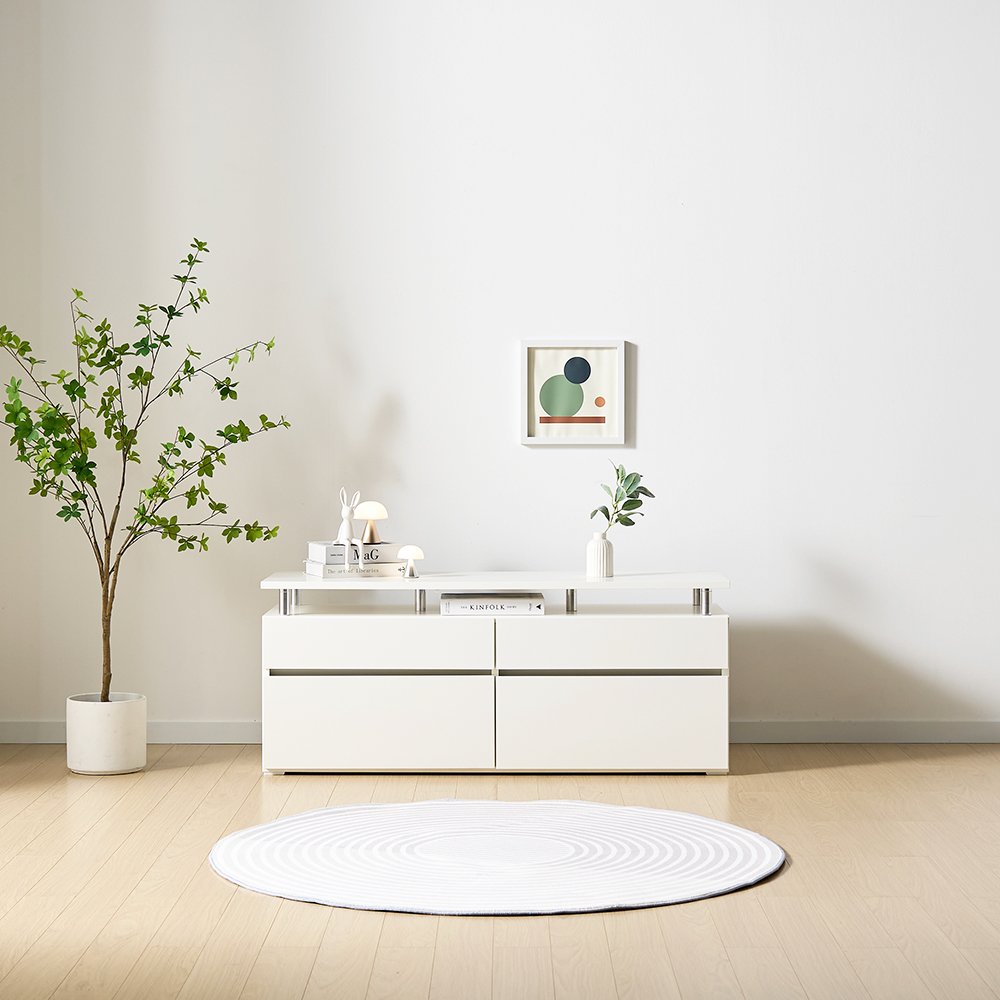 플로 거실장 1800 (상판형) 화이트 높은 티비다이 tv장 장식장