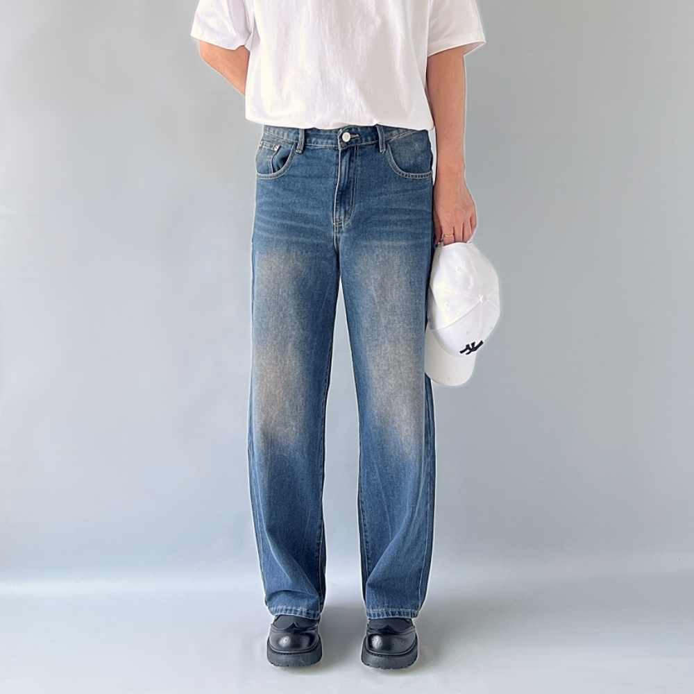남자와이드청바지 통청바지 블랙진 - 상세 이미지 5