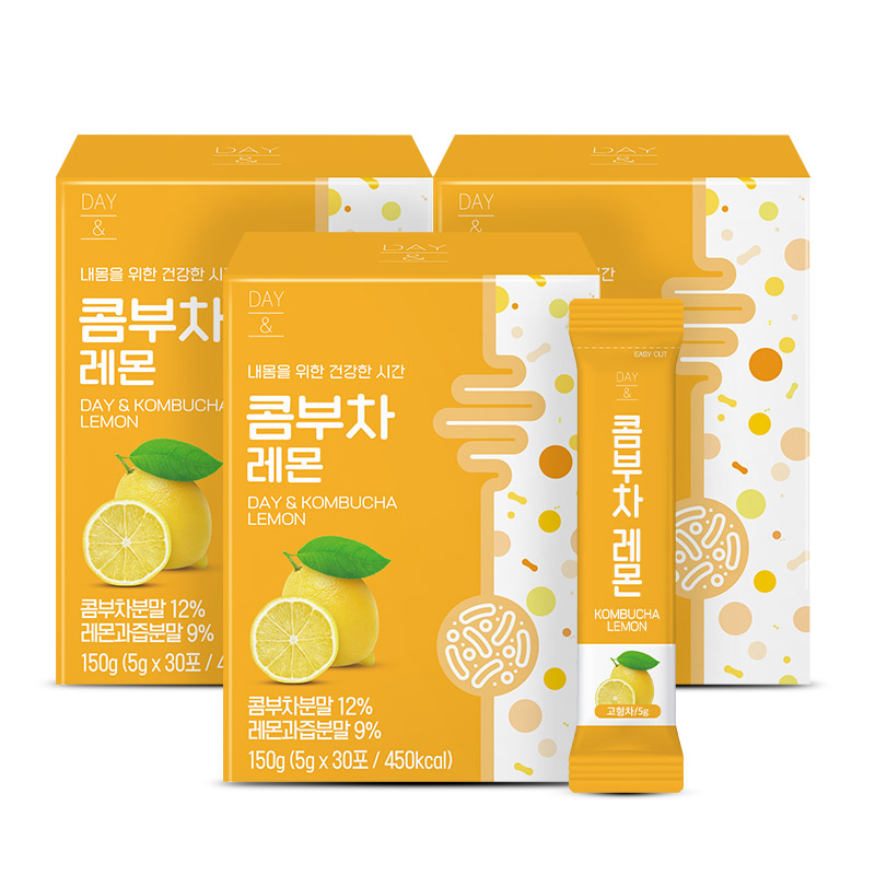 [3+1] 참앤들황토농원 데이앤 콤부차 레몬맛 5g 레몬 30개입, 30개입, 3개 - 상품 이미지