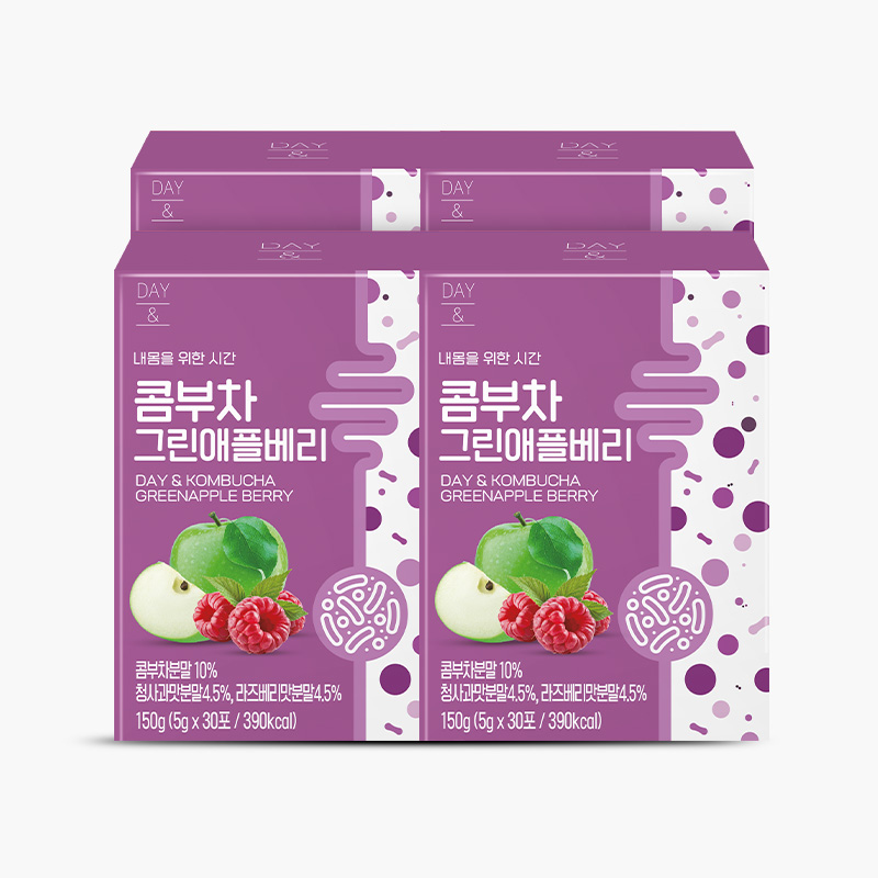 참앤들황토농원 데이앤 콤부차 그린애플베리맛 5g 그린애플베리 30개입, 30개입, 4개 - 상품 이미지