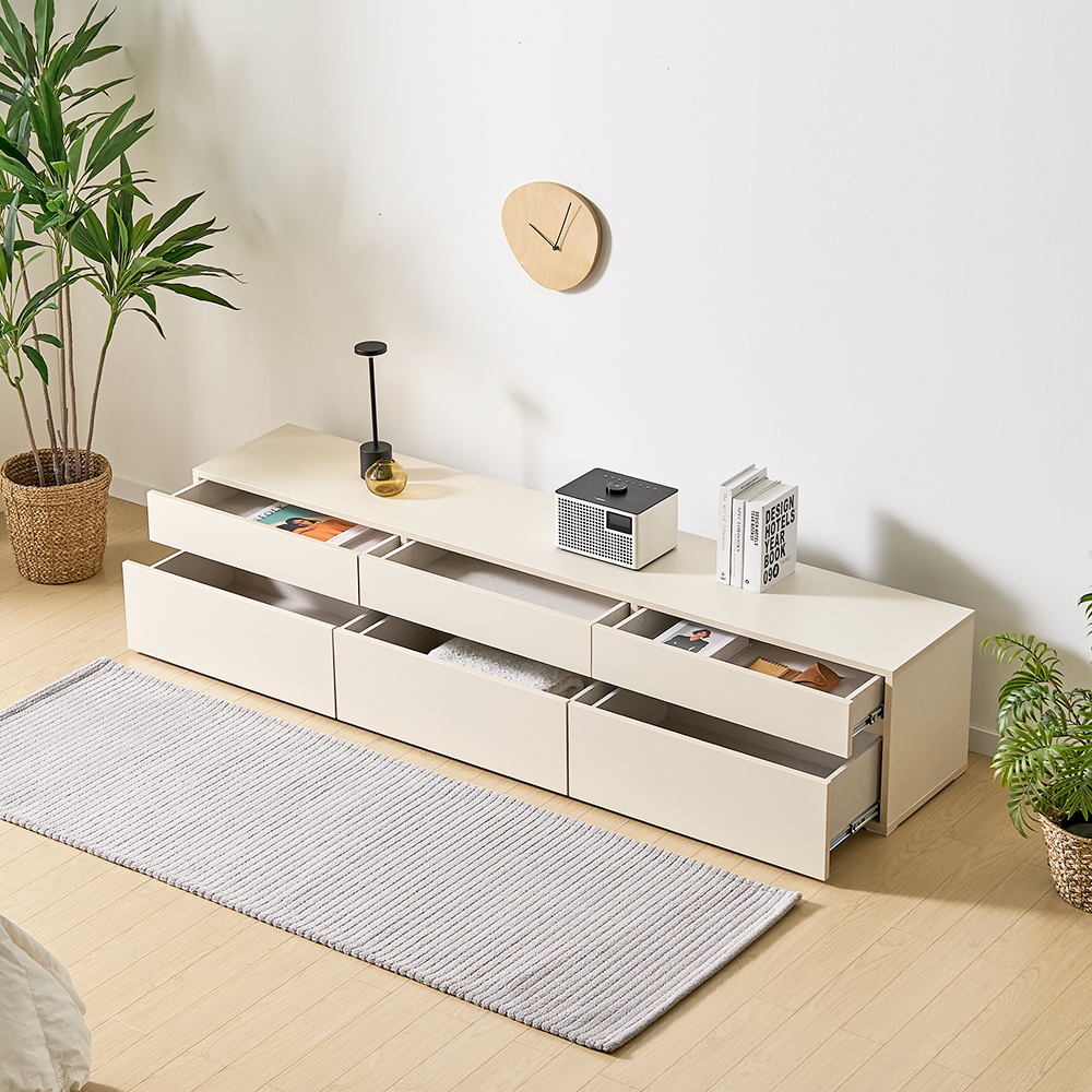 플로 거실장 1800 화이트 높은 티비다이 tv장 장식장