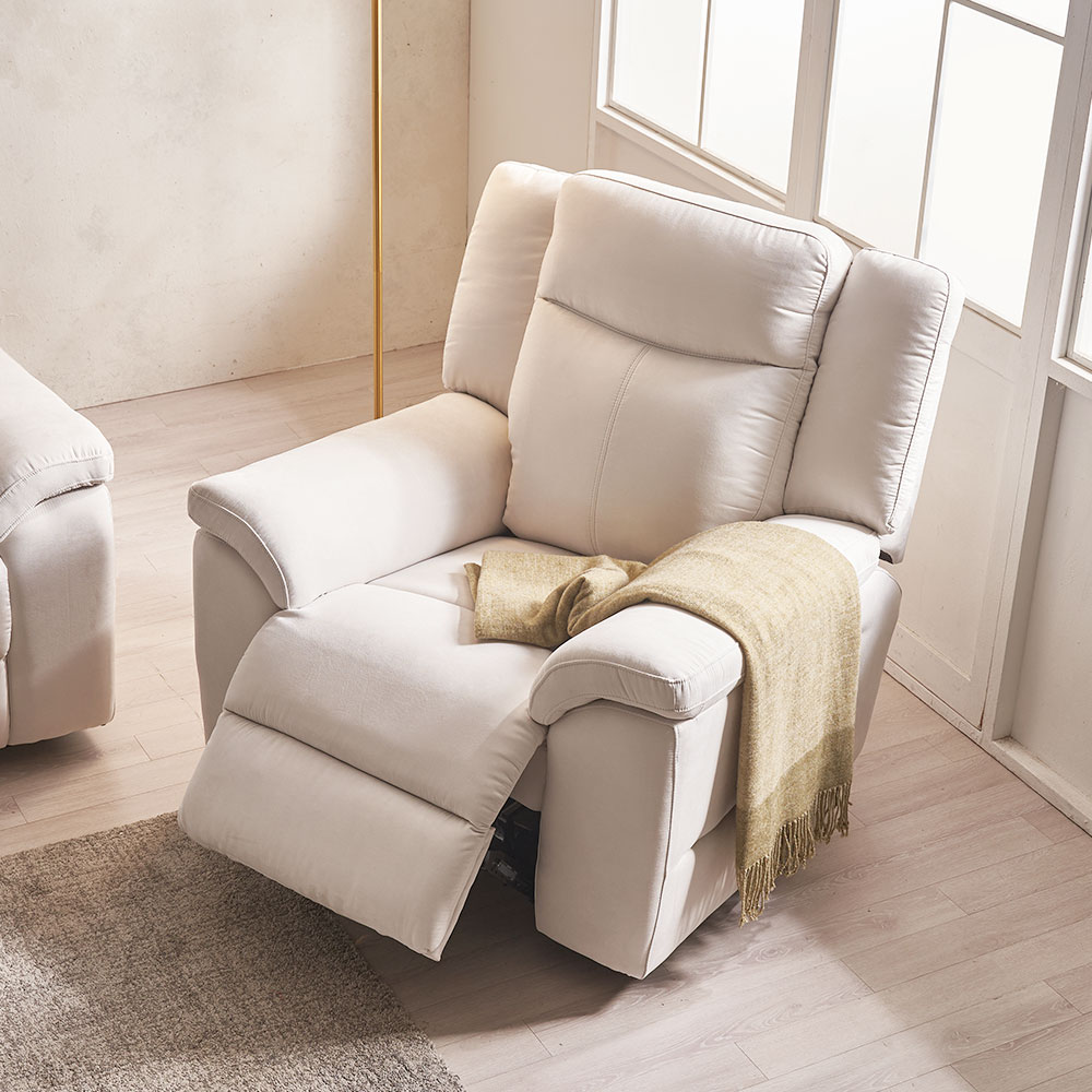 장인가구 코모아 아쿠아텍스 1인용 전동 리클라이너 푹신한 패브릭 소파