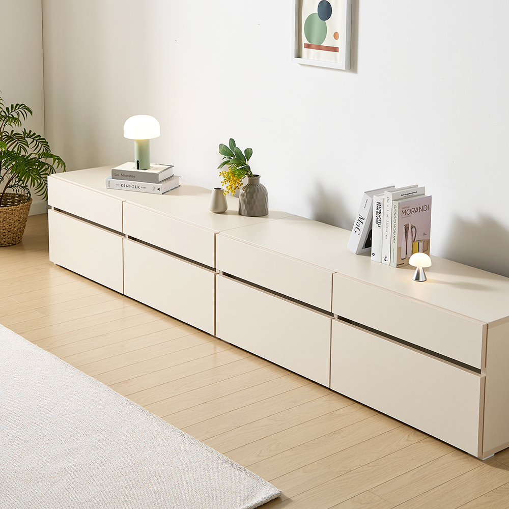 플로 거실장 1800 화이트 높은 티비다이 tv장 장식장