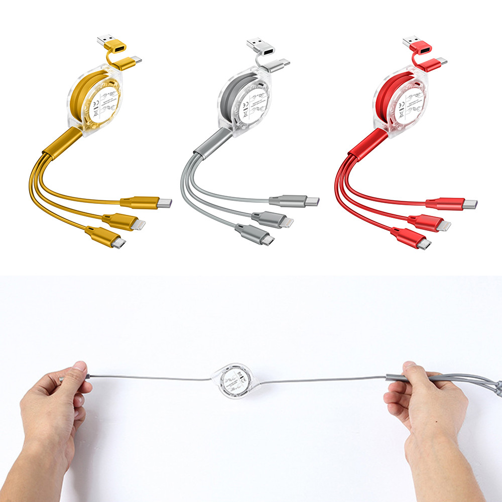 롤라인형 3in2 고속 충전 케이블 핸드폰 CtoC 여행 충전선 차량 PD USB 데이터전송 자동 선 줄 감김 8핀 5핀 C타입