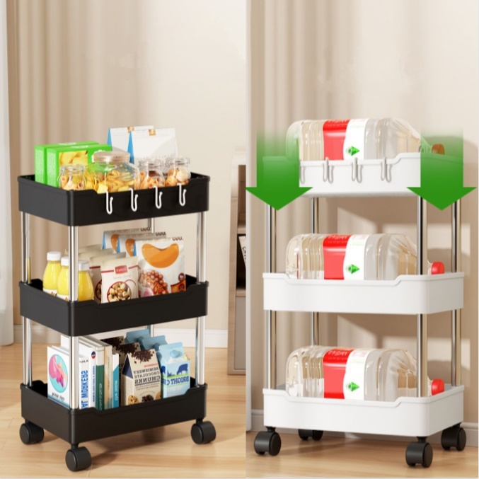 바퀴달린 틈새 수납장 세탁 세제 선반 과자 수납장 3단