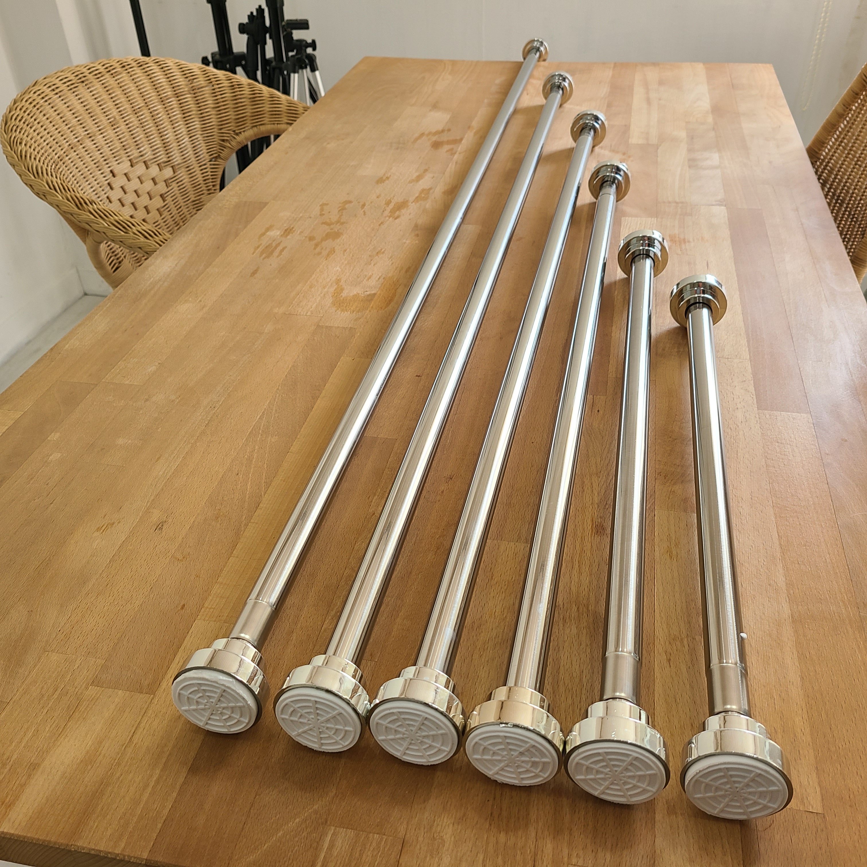 22mm 초강도 스텐 커튼봉 미끄럼방지 압축식 길이조절 봉 55-85cm