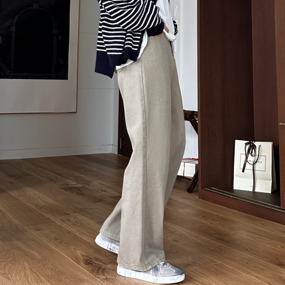 남자 링어 봄 가을 2단기장 히든밴딩 와이드 면바지