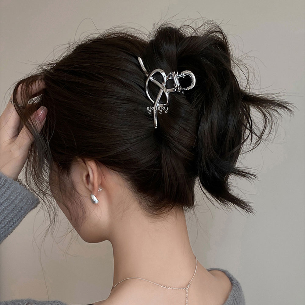 귀여운 하트 반묶음집게핀 메탈 헤어핀 고급 실버핀 - 상세 이미지 2
