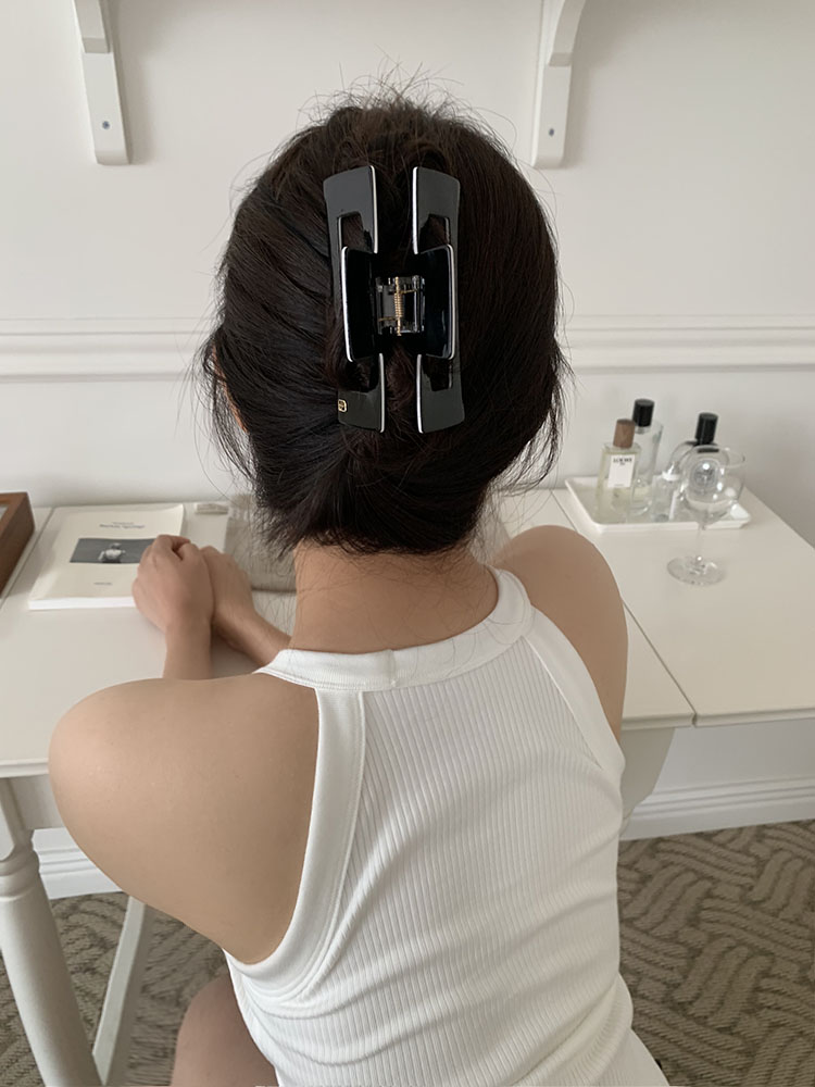 셀프러브 쉐르 헤어클로 - 여성 아세테이트 투톤 배색 사각형 숱많은 올림머리집게핀 헤어핀 - 상세 이미지 3