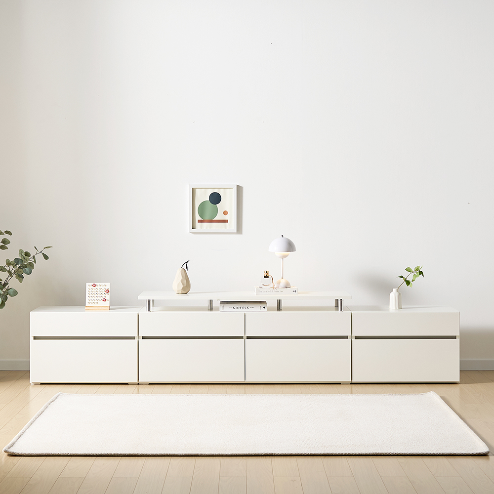 플로 거실장 1800 (상판형) 화이트 높은 티비다이 tv장 장식장