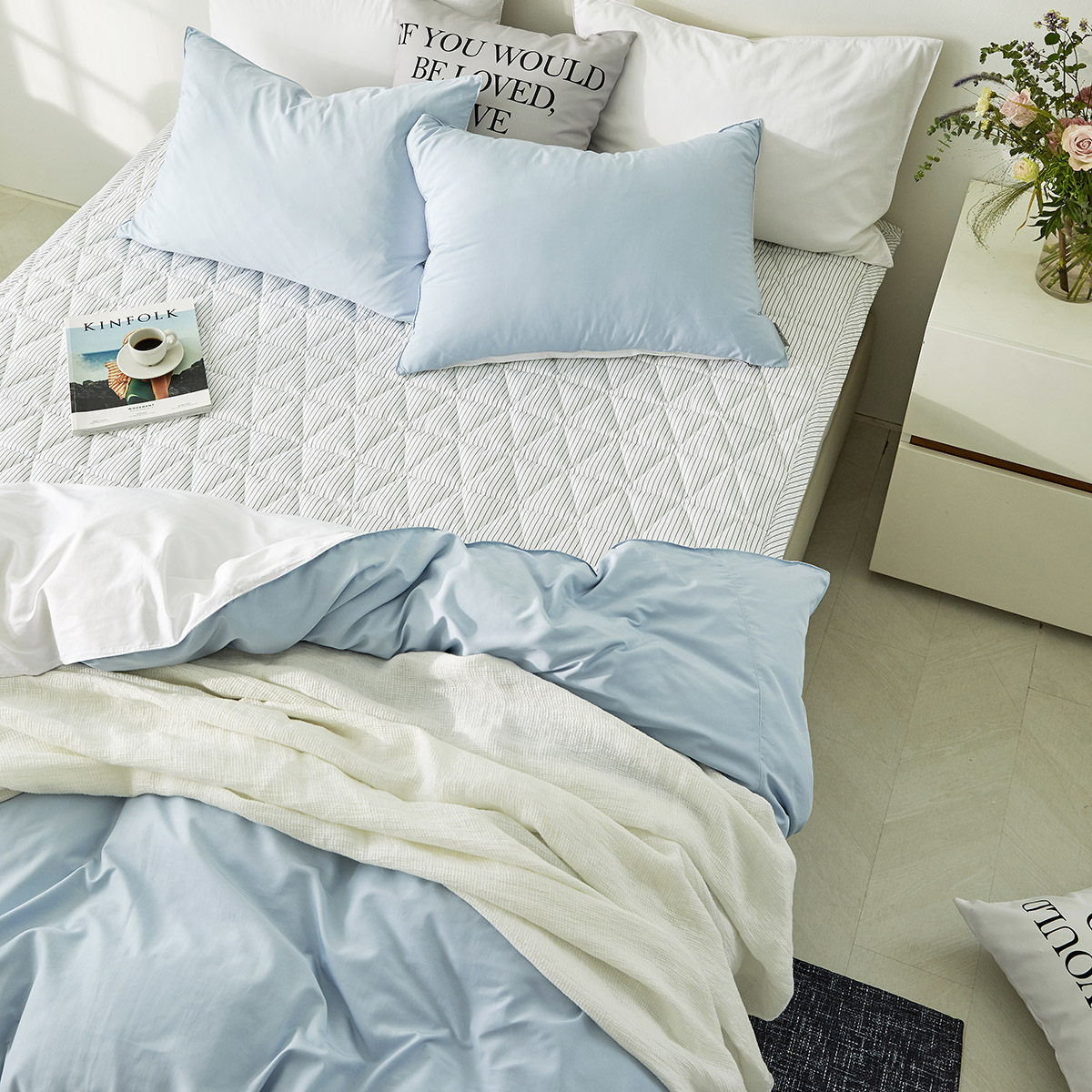 호텔침구 모달 이불세트 알러지케어 사계절 신혼 그레이화이트 침구세트 Q