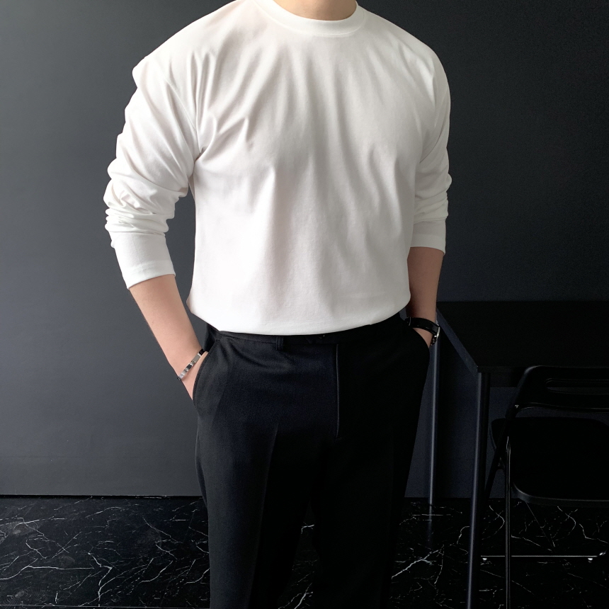 1+1 머슬핏긴팔 분또 무지티셔츠 어깨넓어보이는옷 - 상세 이미지 2