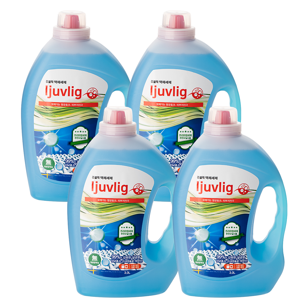 고농축 알칼리세탁세제 3L 4개 빨래 찌든때 수건 쉰내 실내건조 일반드럼용