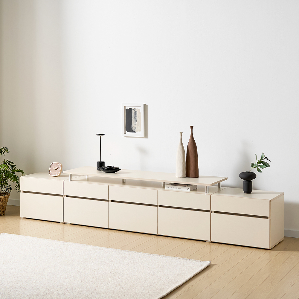 플로 거실장 1800 (상판형) 화이트 높은 티비다이 tv장 장식장