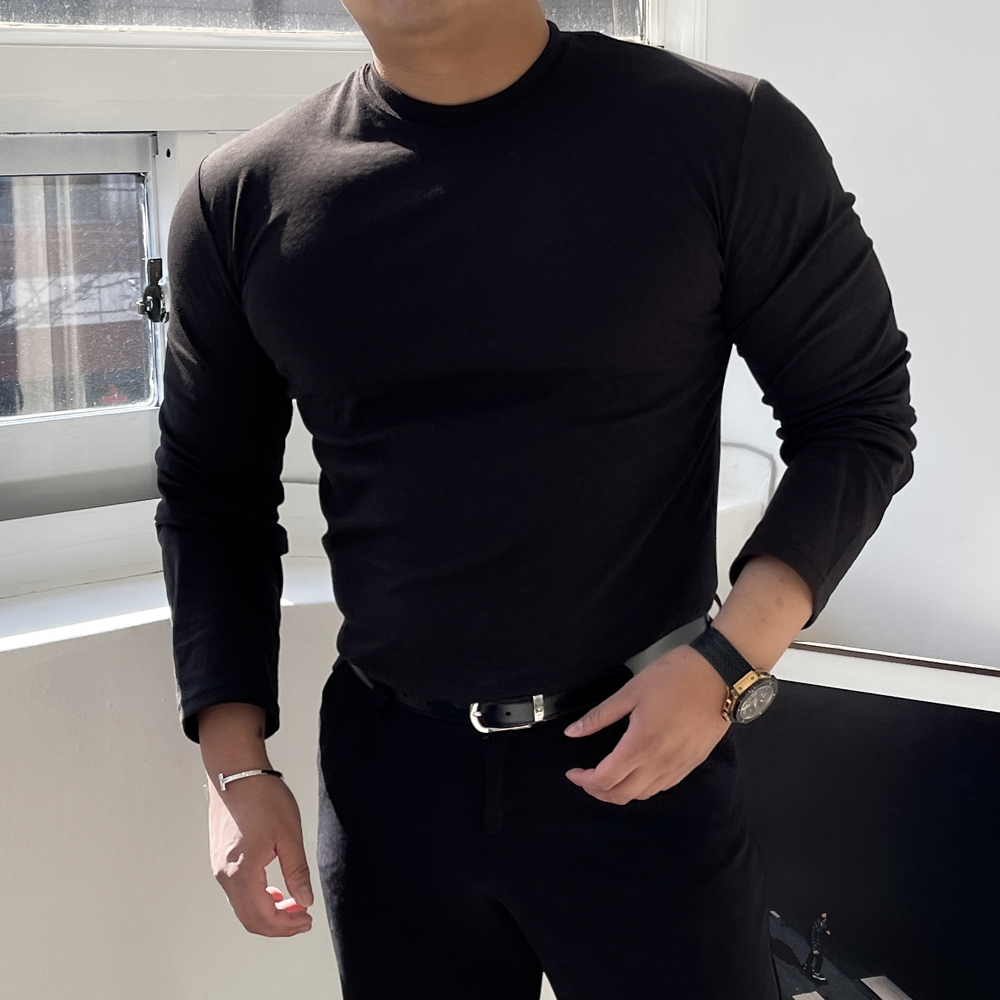 머슬핏긴팔 어깨넓어보이는옷 남자 흰티 헬창옷 - 상품 이미지