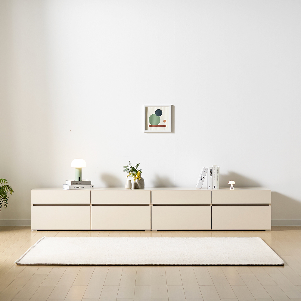 플로 거실장 1800 화이트 높은 티비다이 tv장 장식장