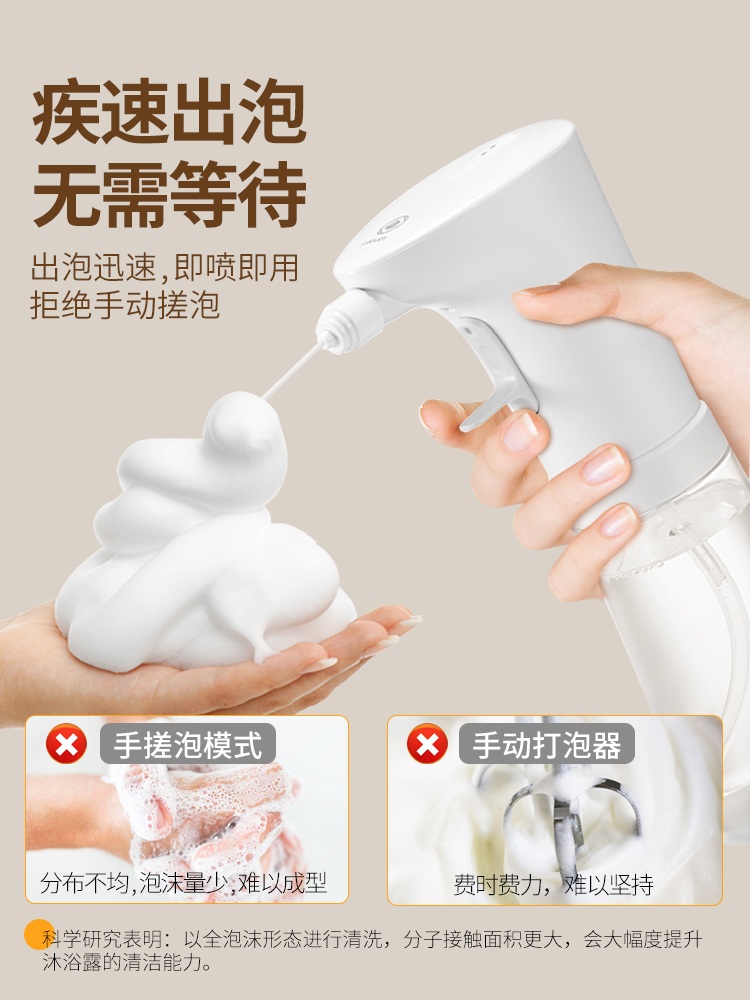 강아지 거품기 배터리 반련 동물 목욕 자동 핸즈프리 무스폼 스프레이건 - 220ml - 상세 이미지 4