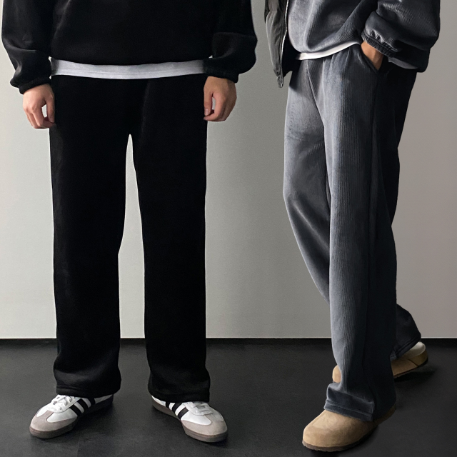 1+1 남자벨벳바지 남자와이드트레이닝팬츠 통큰바지 - 상품 이미지