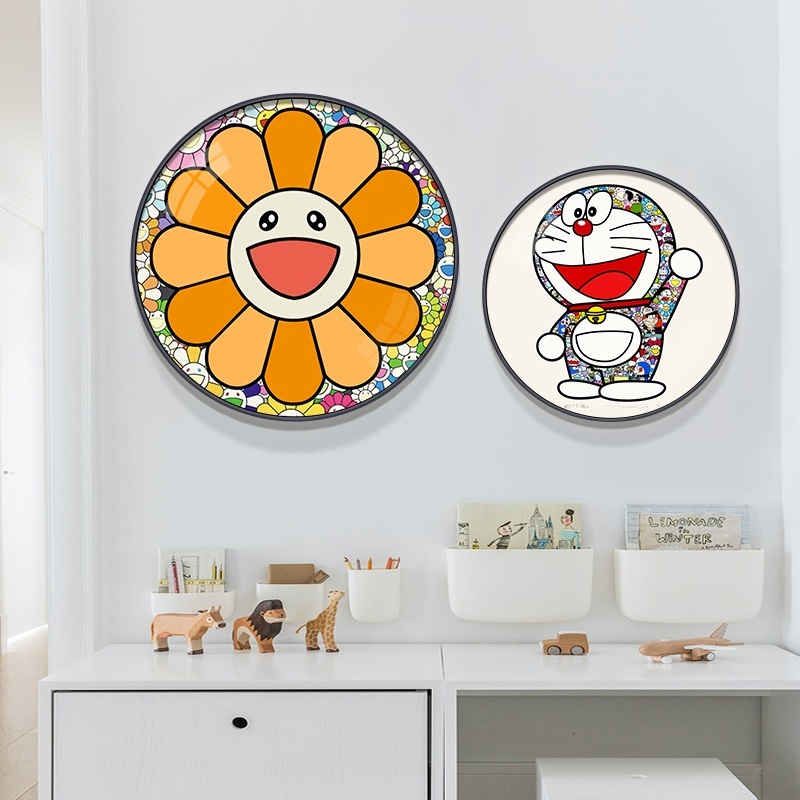 무라카미타카시 원형 액자 해바라기 카우스 팝아트 일본작가 유명 그림 힙한 인테리어 14종 이미지 4