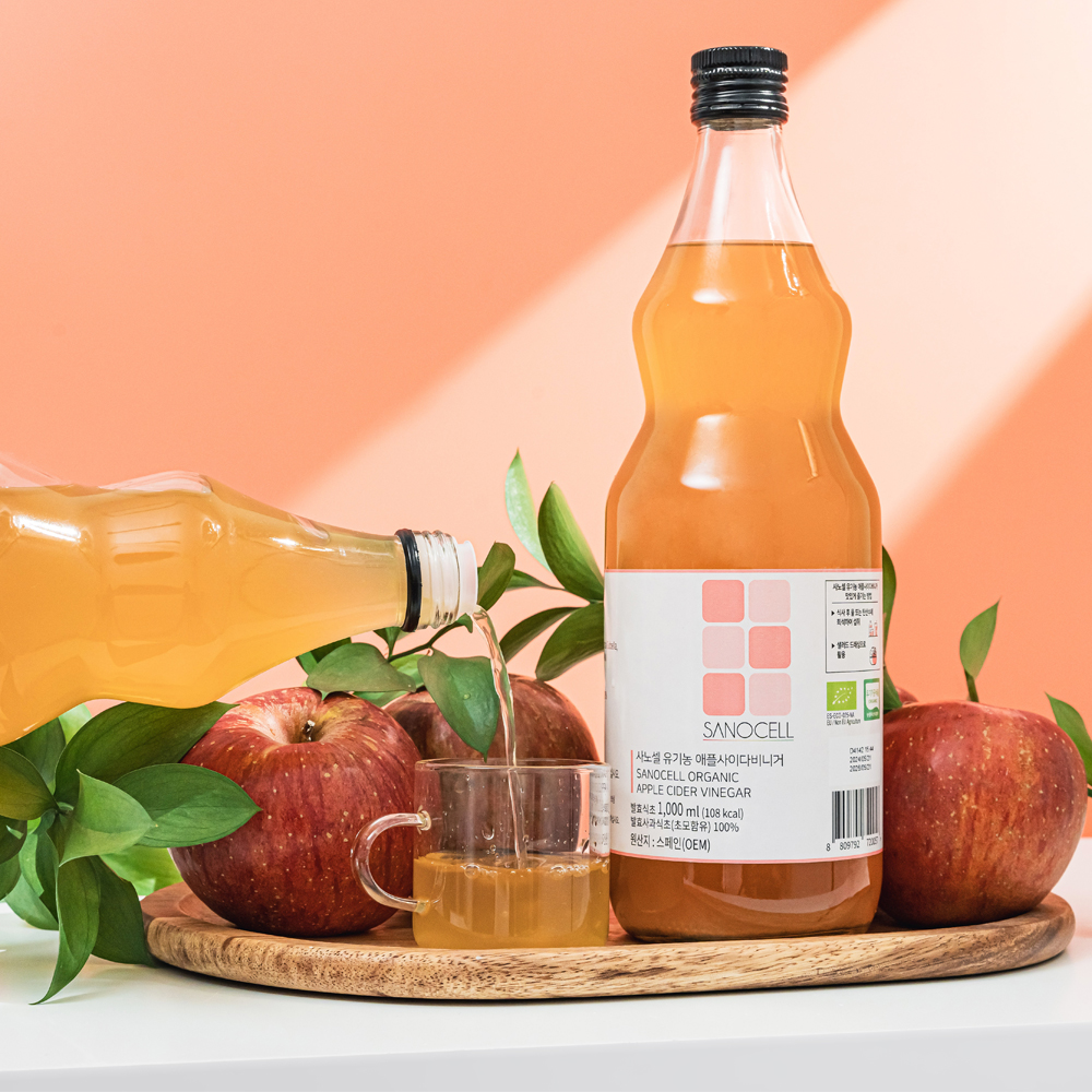 [유기산 80,000mg 함유] 사노셀 유기농 애플사이다비니거 1,000ml 애사비 100% 1L, 1개 이미지 4