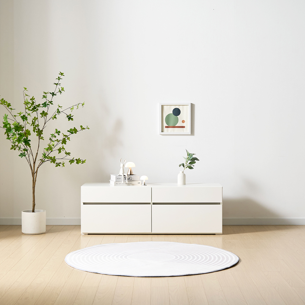 플로 거실장 1800 화이트 높은 티비다이 tv장 장식장