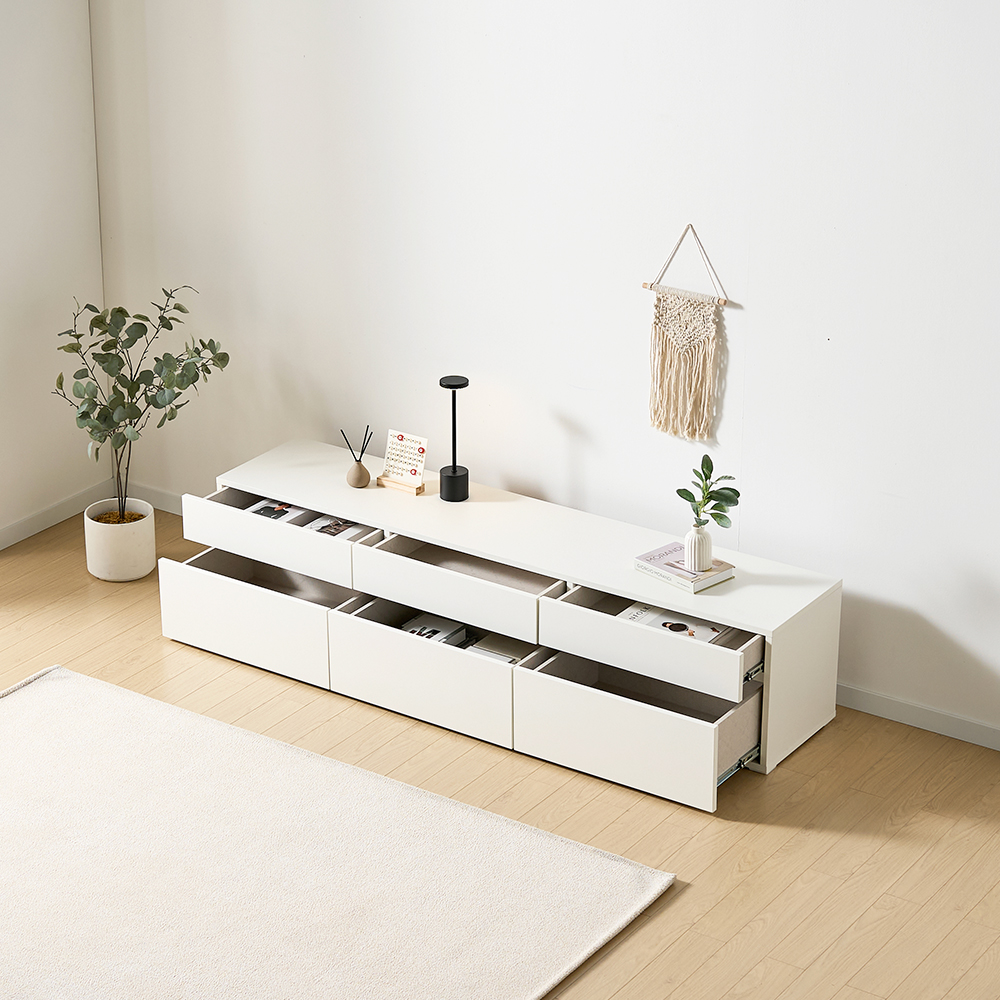 플로 거실장 1800 화이트 높은 티비다이 tv장 장식장