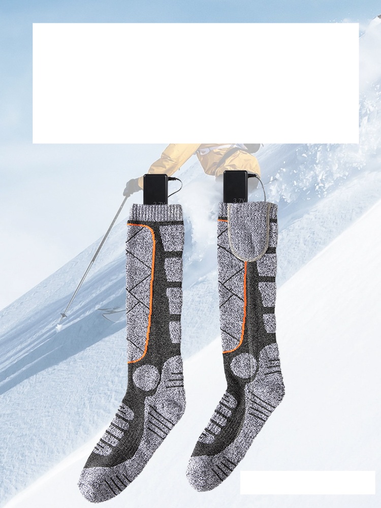 온열 양말 겨울 야외 온수 수족냉증 남녀공용 온도조절 그레이 - 6000mAh 배터리 - 상품 이미지