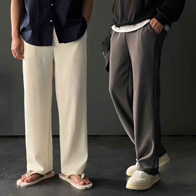 1+1 남자플리츠팬츠 남자와이드팬츠 - 상품 이미지